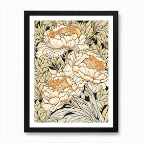 Bartzella Peonies Orange 2 Drawing Art Print