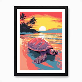 Colour Pop Sea Turtle On The Beach 1 Art Print