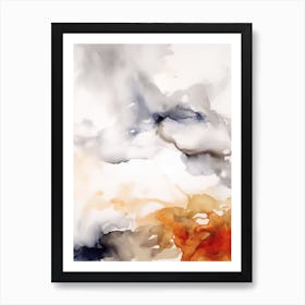 Watercolour Abstract White And Orange 3 Art Print