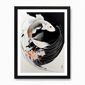 Ochiba Shigure 1, Koi Fish Minimal Line Drawing Art Print