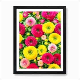 Ranunculus Repeat Retro Flower Art Print