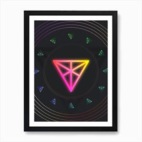 Neon Geometric Glyph in Pink and Yellow Circle Array on Black n.0127 Art Print