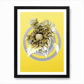 Botanical China Aster in Gray and Yellow Gradient n.200 Art Print