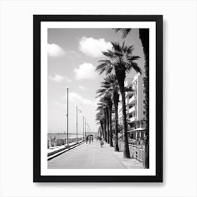 Tel Aviv, Israel, Mediterranean Black And White Photography Analogue 7 Art Print