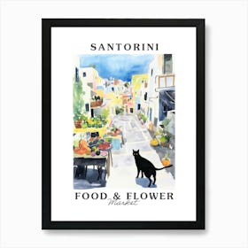 Food Market With Cats In Santorini 3 Poster Art Print