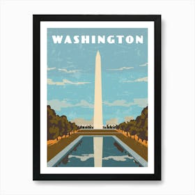 Washington, USA — Retro travel minimalist poster Art Print