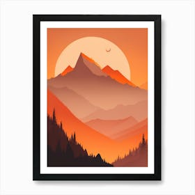 Misty Mountains Vertical Composition In Orange Tone 157 Art Print