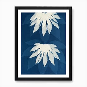 Blue cyanotype flower print Art Print