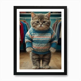 Cat In Sweater 1 Art Print