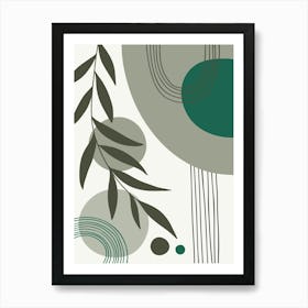 Boho Wall Art Print Sage Green Abastract Flat Scandi Design A Art Print