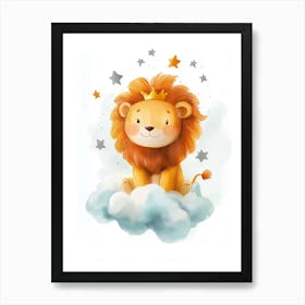 Lion On The Cloud Art Print