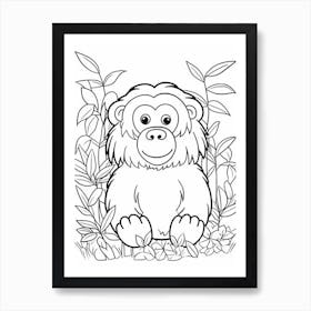 Line Art Jungle Animal Sumatran Orangutan 4 Poster