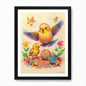 Colorful Birds 1 Art Print