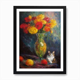 Ranunculus With A Cat 3 Art Print
