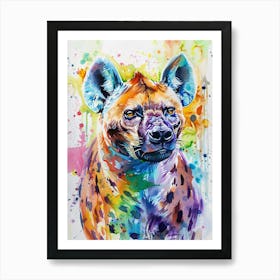 Hyena Colourful Watercolour 1 Art Print