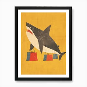 Shopping Shark Muted Pastels 1 Art Print