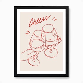 Cheers Red Art Print Bar Car Art Wine Art Print