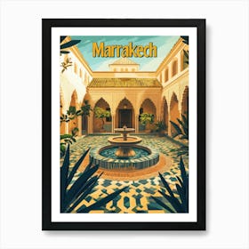 Aihrgdesign A Mid Century Modern Travel Poster For Marrakech 4 Art Print