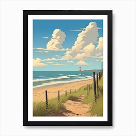 Outer Banks North Carolina, Usa, Flat Illustration 3 Art Print