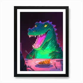 Alligator At The Table 2 Art Print