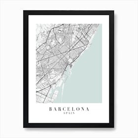 Barcelona Spain Street Map Color Minimal Art Print