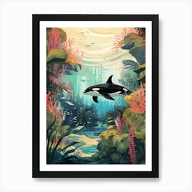 Tropical World With Orca Whale Art Print