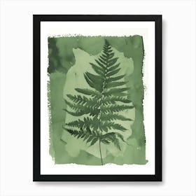 Green Ink Painting Of A Wood Fern 1 Poster