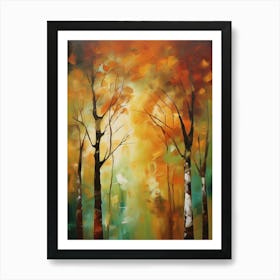 Abstract Autumn Forest،
Inspired by a stroll through an autumn forest, this abstract painting is a beautiful depiction of tall, slender trees with leaves in various stages of color change..5 Art Print