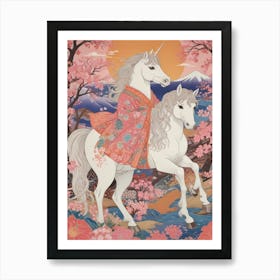 Japanese Unicorns Art Print