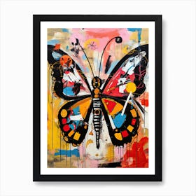 Butterfly multicolor in Basquiat's Style Poster