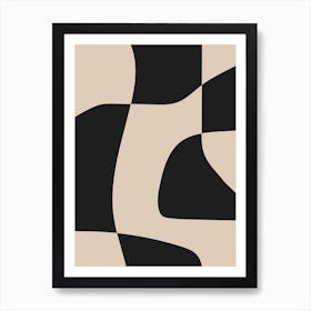 Beige And Black Abstract Shapes 2 Art Print