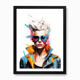 Girl With Colorful Hair And Sunglasses Art Print