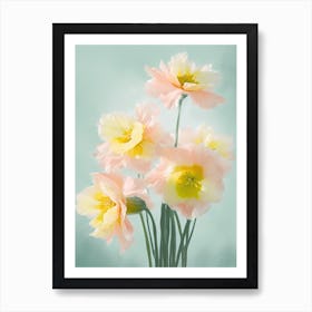 Bunch Of Daffodils Flowers Acrylic Painting In Pastel Colours 3 Art Print