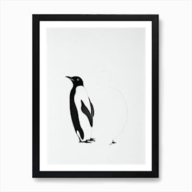 Emperor Penguin Black & White Drawing Art Print