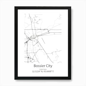 Bossier City,United States Minimalist Map Art Print