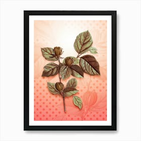Carolina Allspice Flower Vintage Botanical in Peach Fuzz Polka Dot Pattern n.0123 Art Print