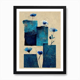 Blocks And Flowers Art Print