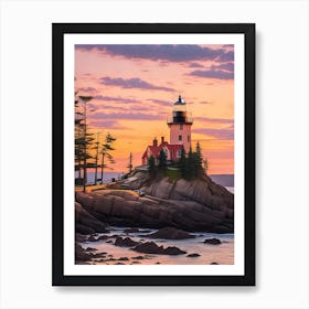 Sunset at Bass Harbor Head Lighthouse Art Print