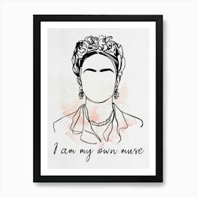 Frida Kahlo Line Drawing Art Print