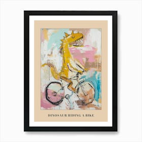 Grafitti Style Pastel Painting Dinosaur Riding A Bike 3 Poster Art Print