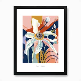 Colourful Flower Illustration Poster Oxeye Daisy 4 Art Print