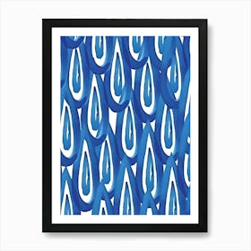 Blue Raindrops Art Print