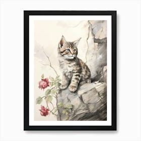 Storybook Animal Watercolour Bobcat 2 Poster