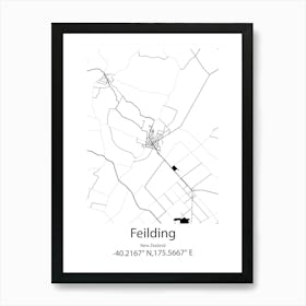 Feilding,New Zealand Minimalist Map Poster