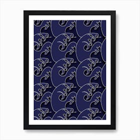 Papercut Blue Wave Art Print