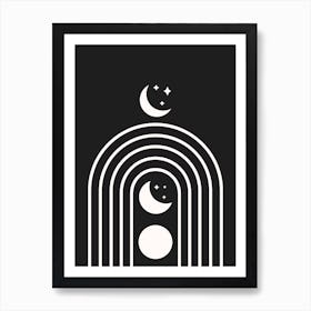 Black Moon Phase Rainbow Art Print