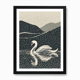 A Serene Swan Floating On A Misty Lake Art Print