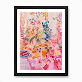 Pink Breakfast Food Veggie Breakfast 2 Art Print