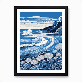 A Screen Print Of Burleigh Heads Beach Australia 2 Art Print