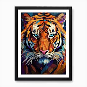 Tiger Art In Stained Glass Art Style 2 Art Print